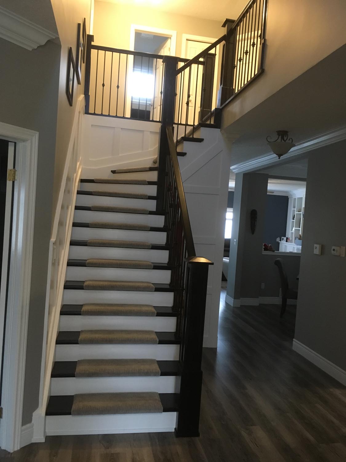 Solid Wood Staircase with carpet runner